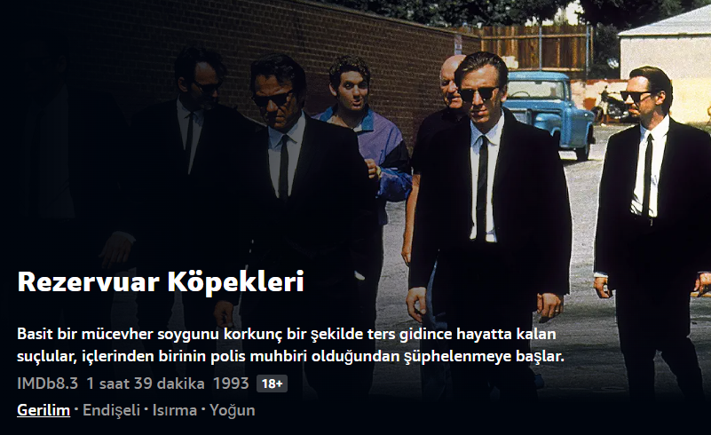 Rezervuar Köpekleri (Reservoir Dogs) - 1993
