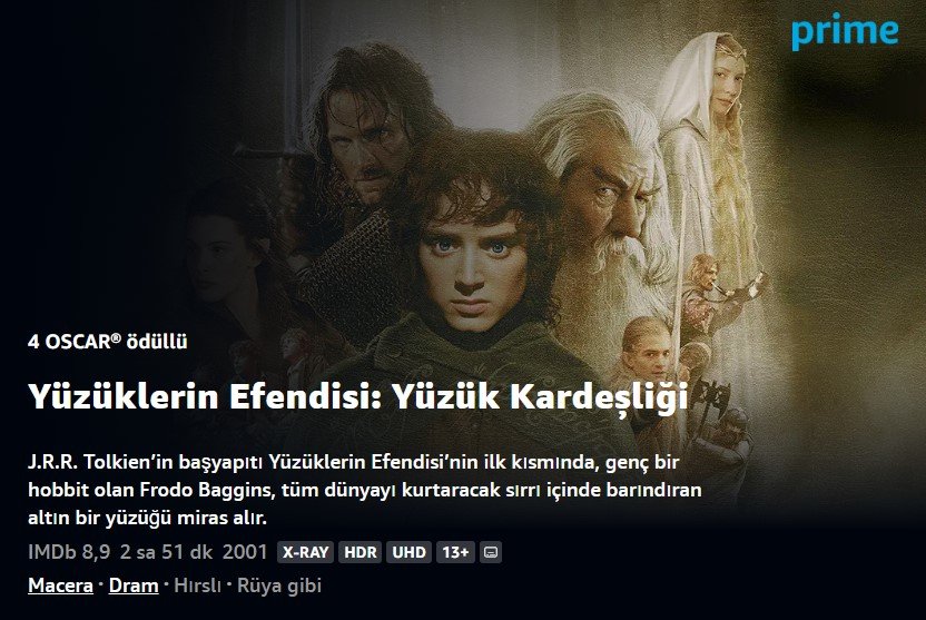 Yüzüklerin Efendisi: Yüzük Kardeşliği (2001)